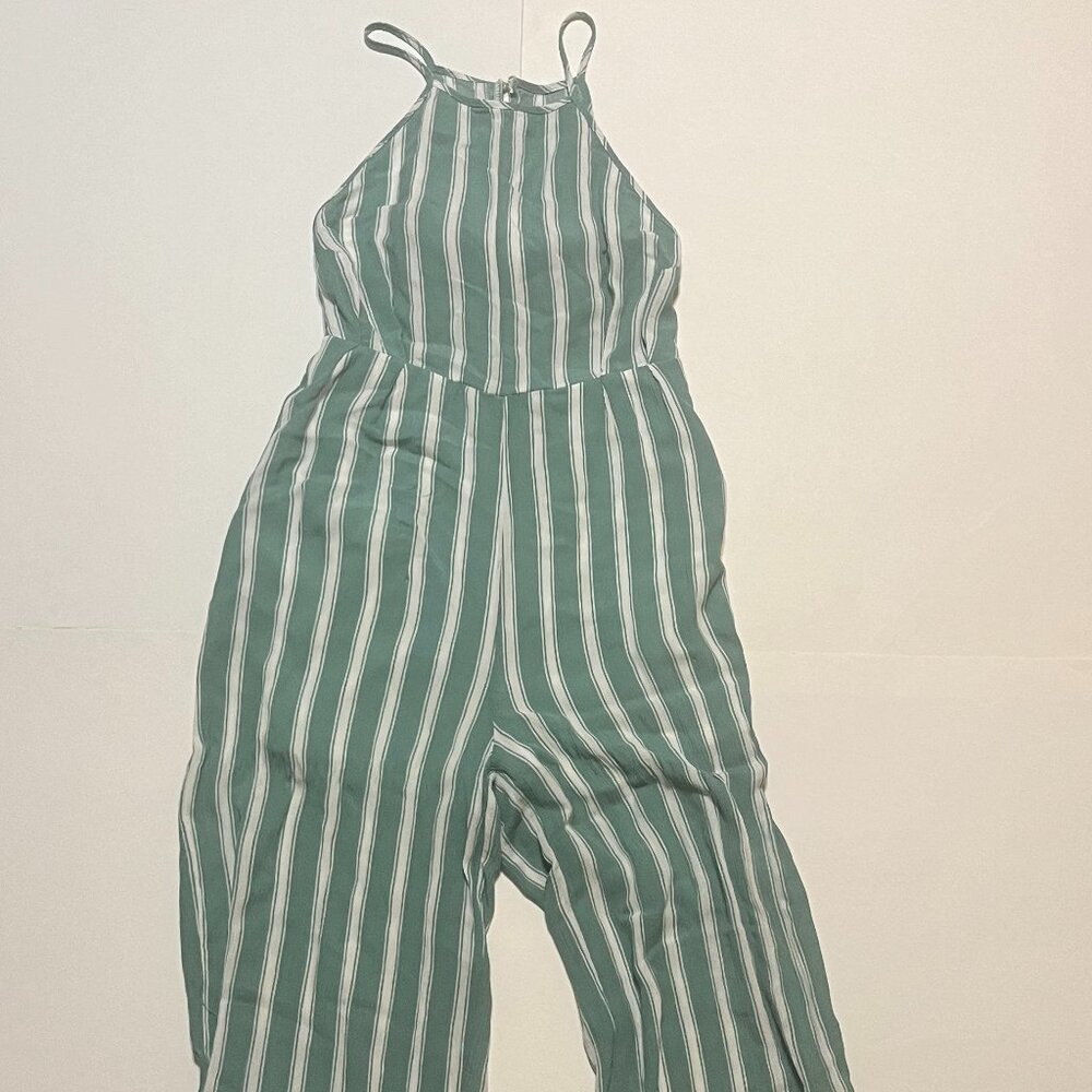 Green Striped Formal Jumpsuit